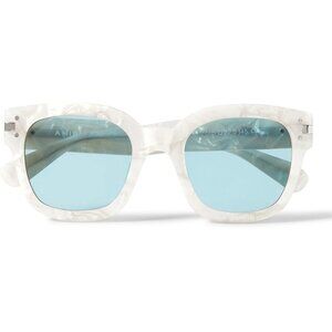 White Pearl Frame Blue Lens Sunglasses